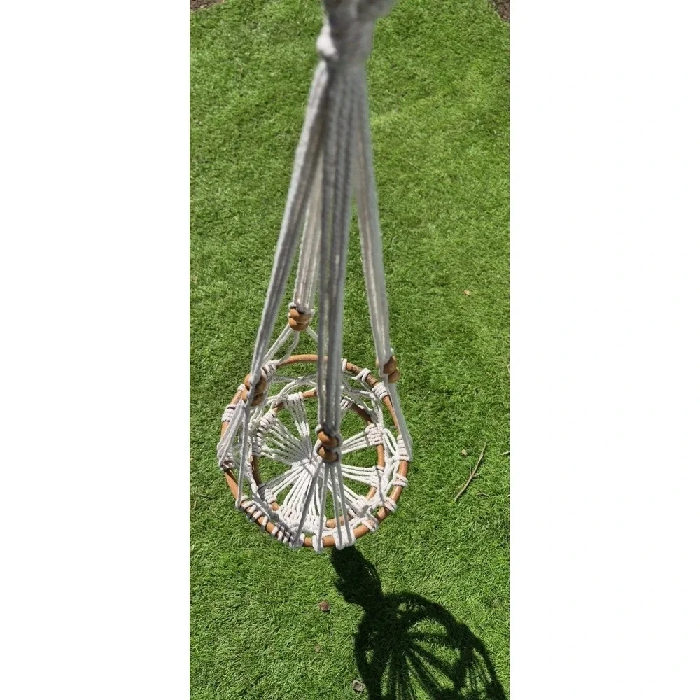 2 Level Graduated Tiered Flat Bottom Macrame Plant Hanger Boho Shabby Chic Retro